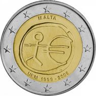  2 евро 2009 «10 лет Экономическому и валютному союзу» Мальта, фото 1 