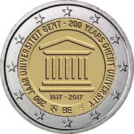  2 евро 2017 «200 лет основания Гентского университета» Бельгия (в блистере), фото 1 