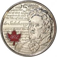  25 центов 2013 «Война 1812 года — Шарль де Салаберри» Канада (цветная), фото 1 