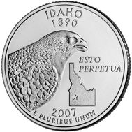  25 центов 2007 «Айдахо» (штаты США) случайный монетный двор, фото 1 