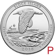  25 центов 2018 «Убежище дикой природы острова Блок» (45-й нац. парк США) P, фото 1 