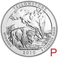  25 центов 2010 «Йеллоустоунский национальный парк» (2-й нац. парк США) P, фото 1 
