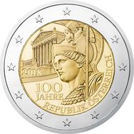  2 евро 2018 «100 лет Австрийской Республике» Австрия, фото 1 