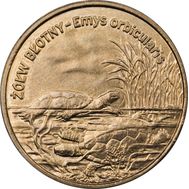  2 злотых 2002 «Болотная Черепаха (Emys orbicularis)» Польша, фото 1 