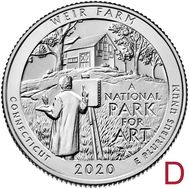  25 центов 2020 «Ферма Дж. А. Вейра» (52-й нац. парк США) D, фото 1 