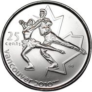  25 центов 2008 «Фигурное катание. XXI Олимпийские игры 2010 в Ванкувере» Канада, фото 1 