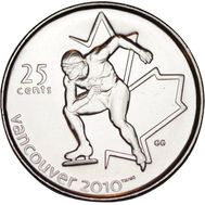  25 центов 2009 «Конькобежный спорт. XXI Олимпийские игры 2010 в Ванкувере» Канада, фото 1 