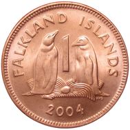  1 пенни 2004 «Пингвины» Фолклендские Острова, фото 1 