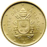  50 евроцентов 2017 «Герб папы» Ватикан (в коинкарте), фото 1 