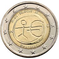  2 евро 2009 «10 лет Экономическому и валютному союзу» Бельгия, фото 1 