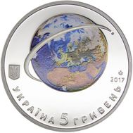  5 гривен 2017 «60-летие запуска первого спутника Земли» Украина (в капсуле), фото 1 
