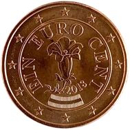  1 евроцент 2018 «Горечавка» Австрия, фото 1 