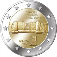  2 евро 2021 «Таршиенский храмовый комплекс» Мальта, фото 1 