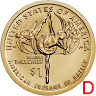  1 доллар 2023 «Мария Толчиф и американские индейцы в балете» США D (Сакагавея), фото 1 