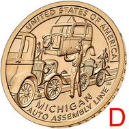  1 доллар 2025 «Конвейерная линия для сборки автомобиля» США D (Американские инновации), фото 1 