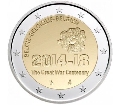  Монета 2 евро 2014 «100 лет с начала Первой мировой войны» Бельгия, фото 1 