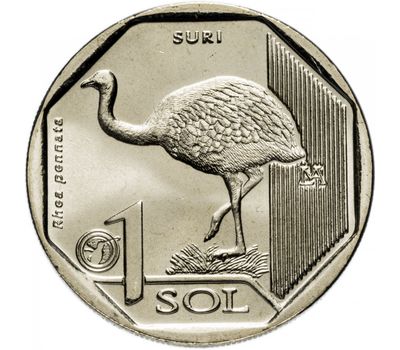  Монета 1 соль 2018 «Красная книга. Дарвинов нанду» Перу, фото 1 