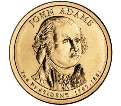  Монета 1 доллар 2007 «2-й президент Джон Адамс» США (случайный монетный двор), фото 1 