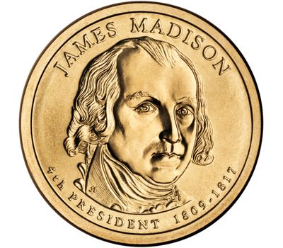 Монета 1 доллар 2007 «4-й президент Джеймс Мэдисон» США (случайный монетный двор), фото 1 