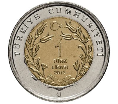  Монета 1 лира 2012 «Олень благородный (Красная книга)» Турция, фото 2 