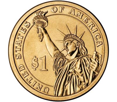  Монета 1 доллар 2016 «40-й президент Рональд У. Рейган» США (случайный монетный двор), фото 2 