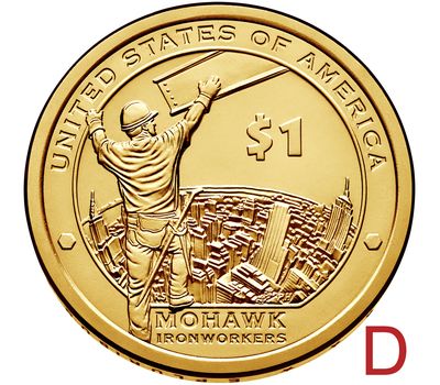  Монета 1 доллар 2015 «Рабочие Мохоки» США D (Сакагавея), фото 1 