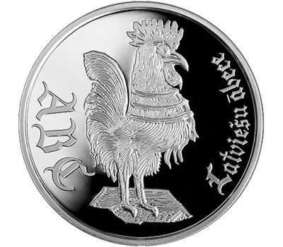  Монета 1 лат 2010 «Латвийская азбука» Латвия (в коинкарте), фото 2 