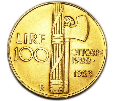  Монета 100 лир 1945 «Муссолини» Италия (копия), фото 2 