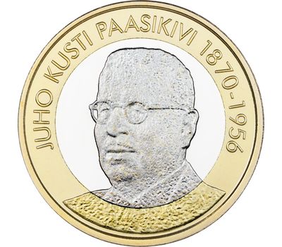  Монета 5 евро 2017 «Юхо Кусти Паасикиви. Седьмой президент» Финляндия, фото 1 