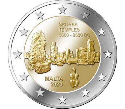  Монета 2 евро 2020 «Мегалитический храм Скорба» Мальта, фото 1 