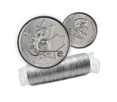  Монета 25 центов 2007 «Кёрлинг на колясках. XXI Олимпийские игры 2010 в Ванкувере» Канада, фото 3 