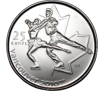  Монета 25 центов 2008 «Фигурное катание. XXI Олимпийские игры 2010 в Ванкувере» Канада, фото 1 