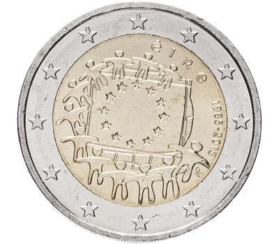  Монета 2 евро 2015 «30 лет флагу ЕС» Ирландия, фото 1 