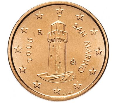  Монета 1 евроцент 2006 Сан-Марино, фото 2 