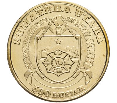  Монета 500 рупий 2018 «Жук-носорог» остров Суматра (Индонезия), фото 2 