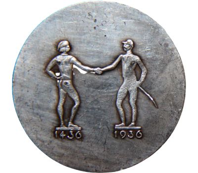  Медаль 1936 «Бавария-Мюнхен. 500 лет немецким гонкам» Третий Рейх (копия), фото 2 