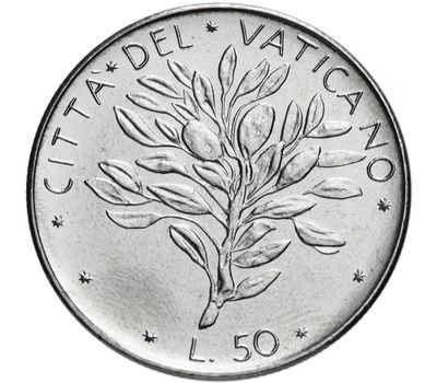  Монета 50 лир 1975 «Папа Павел VI» Ватикан, фото 1 