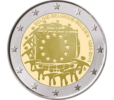 Монета 2 евро 2015 «30 лет флагу ЕС» Бельгия, фото 1 