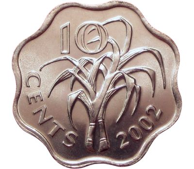  Монета 10 центов 2002 «Сахарный тростник» Свазиленд, фото 1 