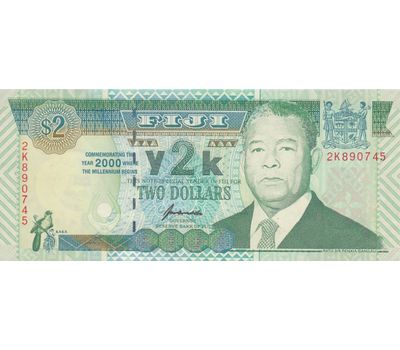  Банкнота 2 доллара 2000 Фиджи Пресс, фото 1 