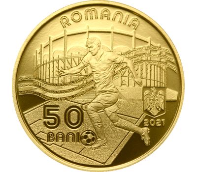 Монета 50 бани 2021 «Чемпионат по футболу ЕВРО-2020» Румыния, фото 1 