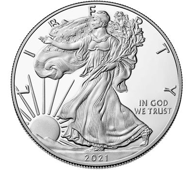  Монета 1 доллар 2021 «Шагающая свобода» США (серебро), фото 1 