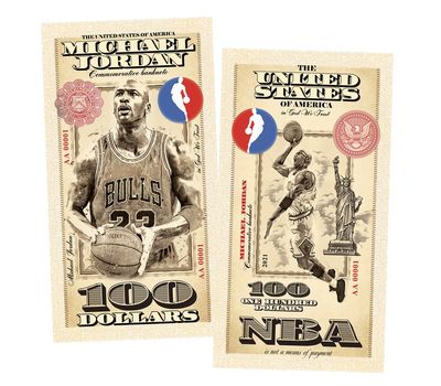  Сувенирная банкнота 100 долларов «Майкл Джордан», фото 1 