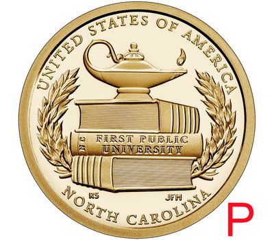  Монета 1 доллар 2021 «Первый государственный университет. Северная Каролина» P (Американские инновации), фото 1 