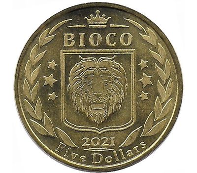  Монета 5 долларов 2021 «Целодонт (Шерстистый носорог)» Остров Биоко (Гвинея), фото 2 