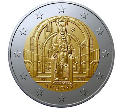  Монета 2 евро 2021 «100-летие коронации Богоматери Меричельской» Андорра, фото 1 