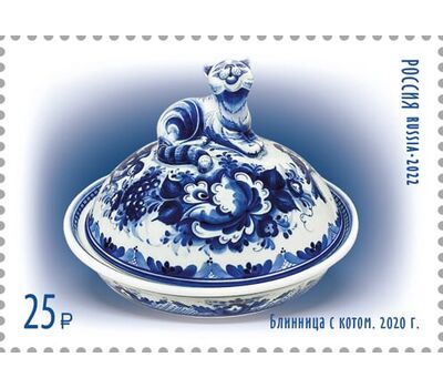  4 почтовые марки «Декоративно-прикладное искусство России. Гжель» 2022, фото 2 