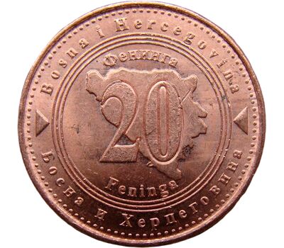  Монета 20 фенингов 2017 Босния и Герцеговина, фото 2 