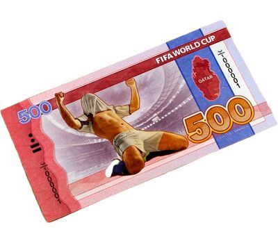  Сувенирная банкнота 500 риалов «Чемпионат мира по футболу FIFA 2022» Катар, фото 1 