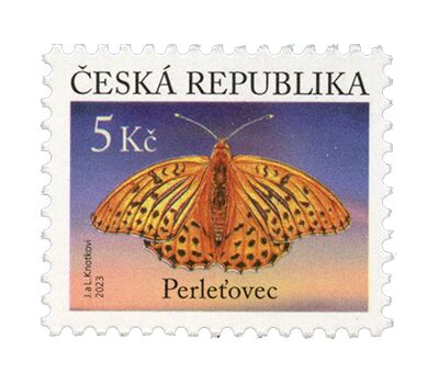  Почтовая марка «Фауна. Бабочка Большая Перламутровка» Чехия 2023, фото 1 